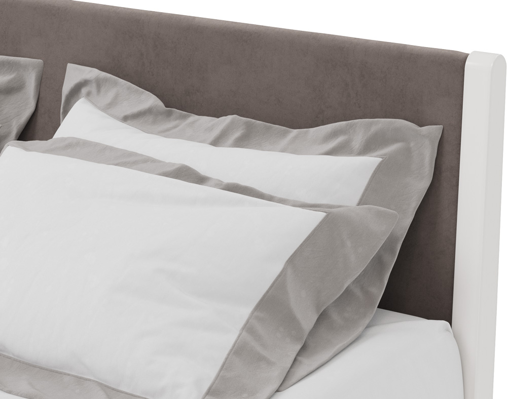 Кровать Дримлайн Ламба 1 бук-белый/иск.велюр-серый 160х200